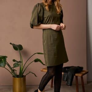 Culture Antoinett Puffsleeve Kjole, Farve: Grøn, Størrelse: S, Dame