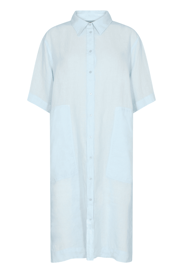 Mos Mosh Mal Linen Skjorte Kjole 144390 458, Farve: Skywriting, Størrelse: XS, Dame