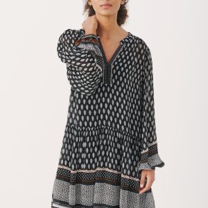 Part Two Kadia Kjole 6223 301522, Farve: Sort Border Print, Størrelse: 40, Dame