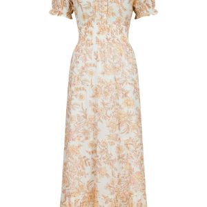 Neo Noir - Kjole - Kanza Rose Field Dress - Dusty Yellow