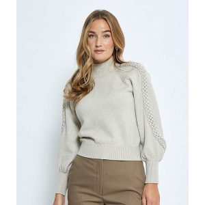 Minus Vera high neck knit pullover - Light birch