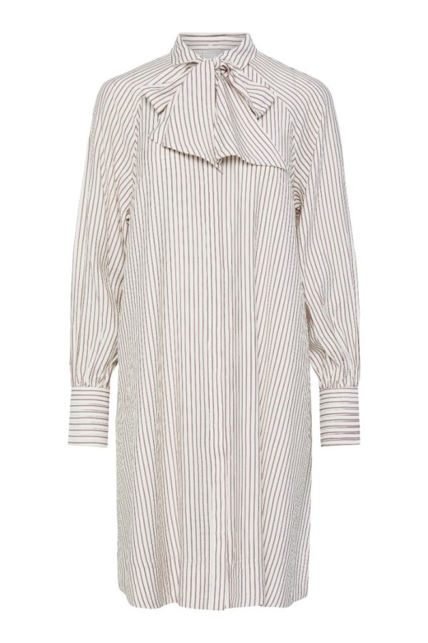 Y.A.S - Kjole - Pil LS Bow Shirt Dress - Star White