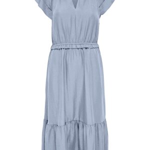 JDY - Kjole - Train S/L Frill Midi Dress - Soft Chambray