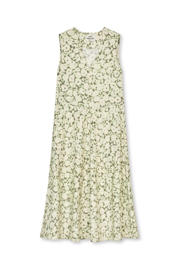 Mads Nørgaard - Kjole - Poplinea Emsa Aop Dress - Lime Flower