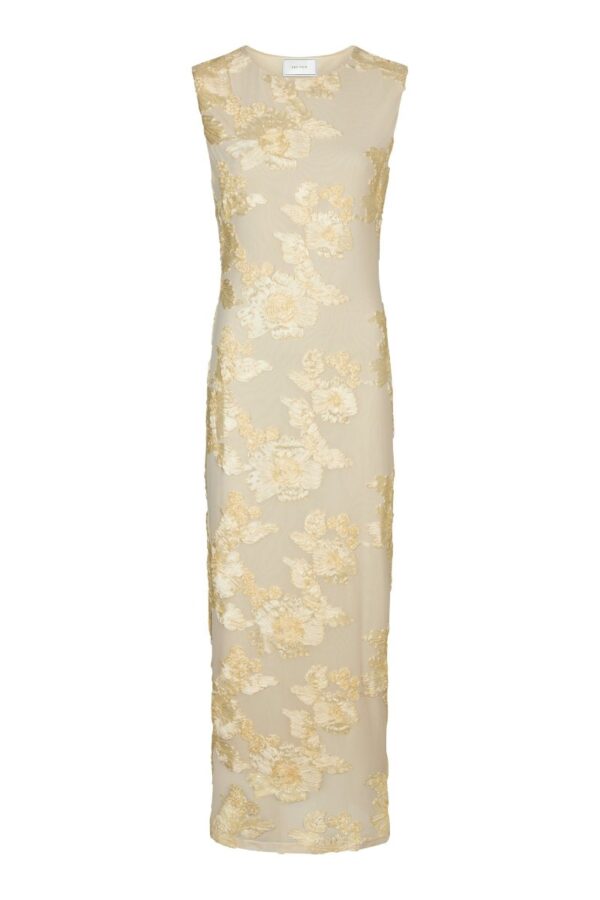 Neo Noir - Kjole - Tiranna Big Flower Mesh Dress - Light Yellow (Levering slut juli)