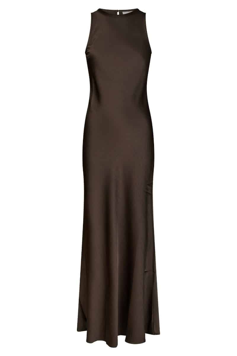 Neo Noir - Kjole - Celinie Heavy Sateen Dress - Dark brown