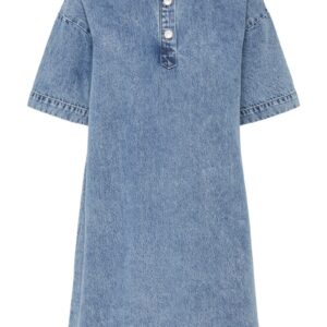 Pieces - Kjole - Kenya SS A-Shape Denim Dress - Medium Blue Denim