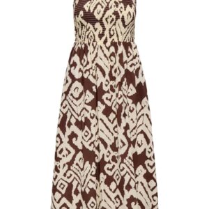 JDY - Kjole - Diego S/L Smock Midi Dress - Chocolate Torte/Cloud Dancer